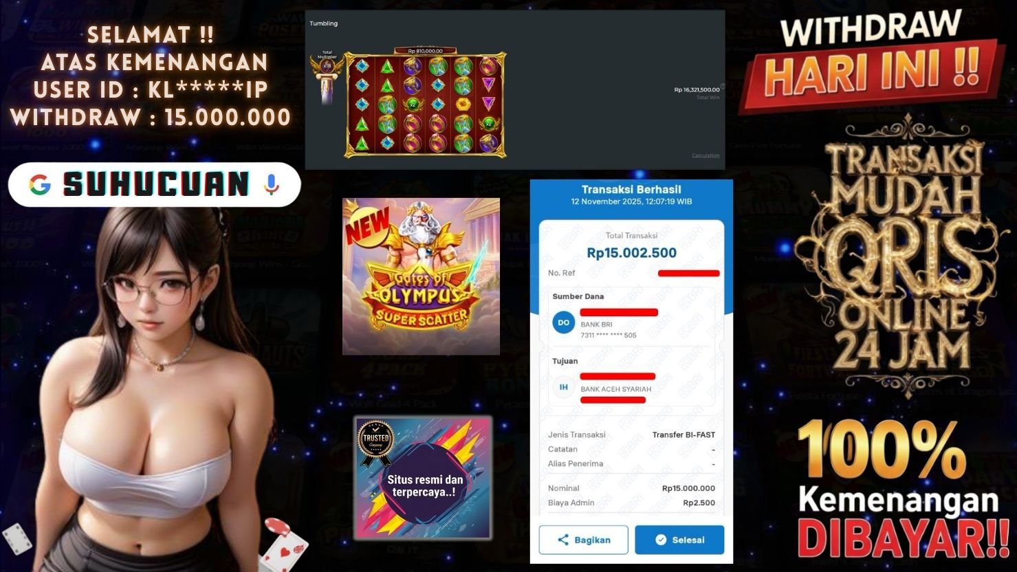 SUHUCUAN JACKPOT SLOT GATES OF OLYMPUS SUPER SCATTER